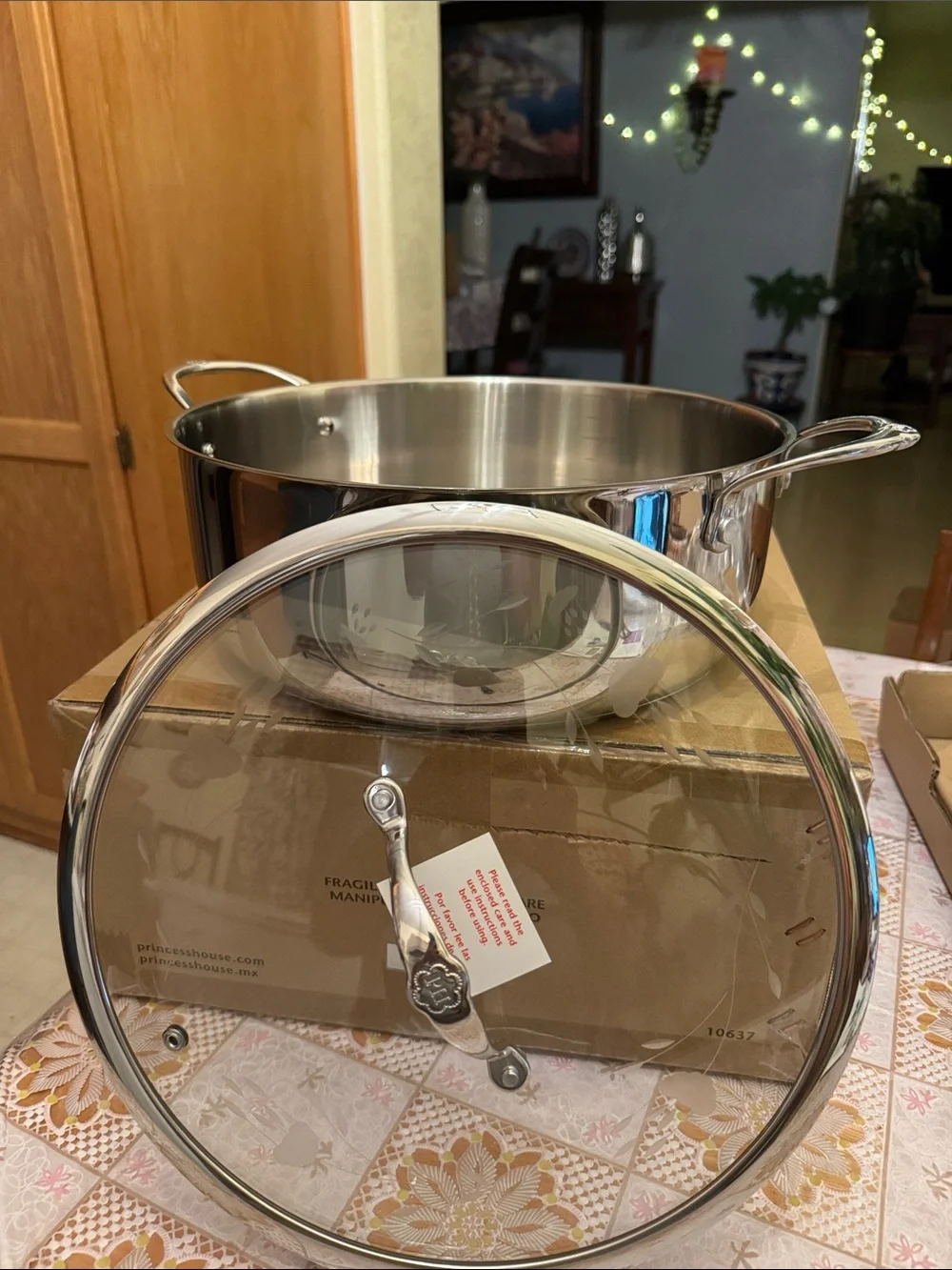Princess House Stainless Steel Covered Casserole with Etched Glass Lid - Silver